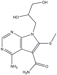 4-Amino-6-methylthio-7-(2,3-dihydroxypropyl)-7H-pyrrolo[2,3-d]pyrimidine-5-carboxamide Struktur