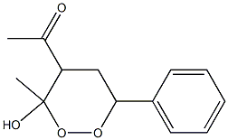 3-Methyl-4-acetyl-6-phenyl-1,2-dioxane-3-ol Struktur