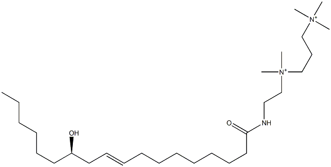 N-[2-[[(12R,9E)-12-Hydroxy-1-oxo-9-octadecenyl]amino]ethyl]-N,N,N',N',N'-pentamethyl-1,3-propanediaminium Struktur