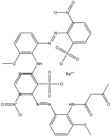 Bis[2-[2-(1,3-dioxobutylamino)-3-methoxyphenylazo]-3-nitrobenzenesulfonic acid]barium salt Struktur