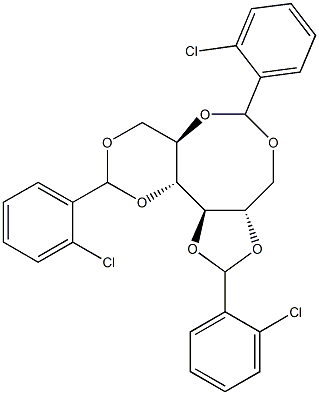 1-O,5-O:2-O,3-O:4-O,6-O-Tris(2-chlorobenzylidene)-D-glucitol Struktur