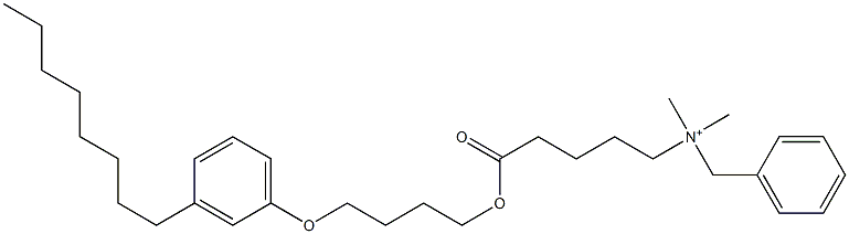 N,N-Dimethyl-N-benzyl-N-[4-[[4-(3-octylphenyloxy)butyl]oxycarbonyl]butyl]aminium Struktur