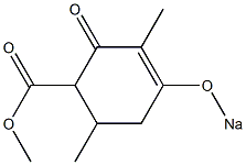 3,6-Dimethyl-2-oxo-4-sodiooxy-3-cyclohexene-1-carboxylic acid methyl ester Struktur