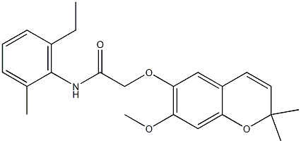 2-[[2,2-Dimethyl-7-methoxy-2H-1-benzopyran-6-yl]oxy]-2'-methyl-6'-ethylacetanilide Struktur