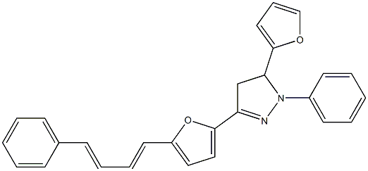 2-[[4,5-Dihydro-1-phenyl-5-(2-furanyl)-1H-pyrazol]-3-yl]-5-(4-phenyl-1,3-butadienyl)furan Struktur