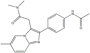 N,N-Dimethyl-2-[4-(acetylamino)phenyl]-6-methylimidazo[1,2-a]pyridine-3-acetamide Struktur