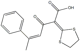 2-(1,3-Dithiolan-2-ylidene)-3-oxo-5-phenyl-4-hexenoic acid Struktur