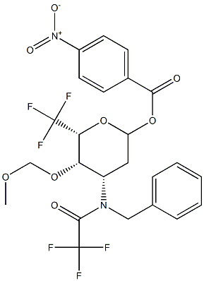 (4-Nitrobenzoyl)4-O-(methoxymethyl)-3-[(trifluoroacetyl)benzylamino]-6,6,6-trifluoro-2,3,6-trideoxy-L-galactopyranoside Struktur