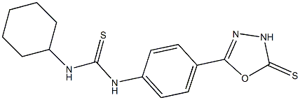 1-Cyclohexanyl-3-[4-[(5-thioxo-4,5-dihydro-1,3,4-oxadiazol)-2-yl]phenyl]thiourea Struktur