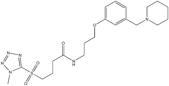 N-[3-[3-(Piperidinomethyl)phenoxy]propyl]-4-[(1-methyl-1H-tetrazol-5-yl)sulfonyl]butyramide Struktur