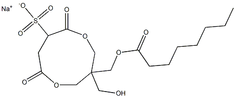 1-(Octanoyloxymethyl)-1-(hydroxymethyl)-4,7-dioxo-3,8-dioxacyclononane-6-sulfonic acid sodium salt Struktur