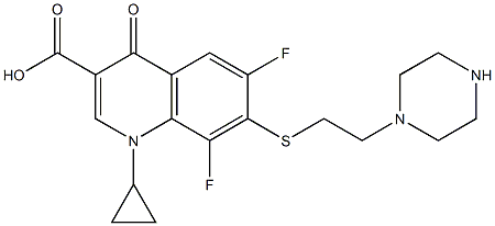 7-[2-(Piperazin-1-yl)ethyl]thio-1-cyclopropyl-6,8-difluoro-1,4-dihydro-4-oxoquinoline-3-carboxylic acid Struktur