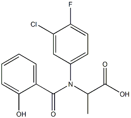 2-[N-(2-Hydroxybenzoyl)-3-chloro-4-fluoroanilino]propanoic acid Struktur