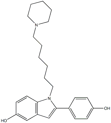 2-(4-Hydroxyphenyl)-1-[6-(1-piperidinyl)hexyl]-1H-indol-5-ol Struktur