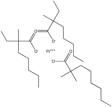 Praseodymium(III)2,2-dimethyloctanoate=bis(2-ethyl-2-methylheptanoate) Struktur