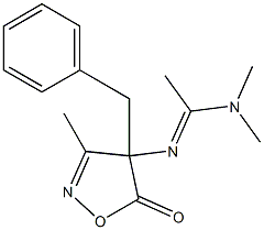 3-Methyl-4-benzyl-4-[[1-(dimethylamino)ethylidene]amino]isoxazol-5(4H)-one Struktur