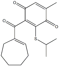 6-Methyl-2-[(1-methylethyl)thio]-3-[(1-cycloheptenyl)carbonyl]-2,5-cyclohexadiene-1,4-dione Struktur