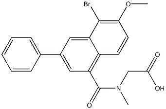 [N-[[5-Bromo-3-phenyl-6-methoxy-1-naphthalenyl]carbonyl]-N-methylamino]acetic acid Struktur