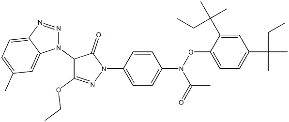 1-[4-[(2,4-Di-tert-pentylphenoxy)acetylamino]phenyl]-3-ethoxy-4-(6-methyl-1H-benzotriazol-1-yl)-5(4H)-pyrazolone Struktur