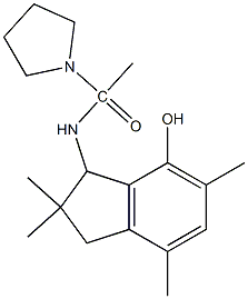 2,3-Dihydro-3-[1-pyrrolidinylacetylamino]-2,2,5,7-tetramethyl-1H-inden-4-ol Struktur