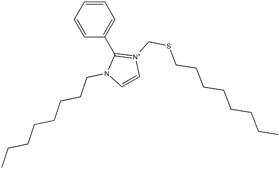 1-Octyl-2-phenyl-3-[(octylthio)methyl]-1H-imidazol-3-ium Struktur