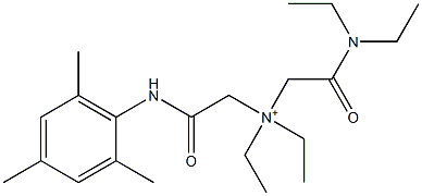 N-Ethyl-N-[(diethylcarbamoyl)methyl]-N-[(mesitylcarbamoyl)methyl]ethanaminium Struktur