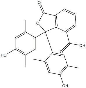 1,3-Dihydro-1,1-bis(4-hydroxy-2,5-dimethylphenyl)-3-oxoisobenzofuran-7-carboxylic acid Struktur