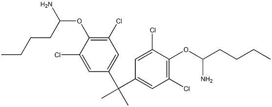 2,2-Bis[3,5-dichloro-4-(1-aminopentyloxy)phenyl]propane Struktur