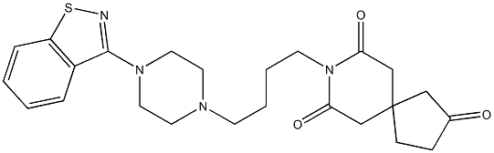 8-[4-[4-(1,2-Benzisothiazol-3-yl)-1-piperazinyl]butyl]-8-azaspiro[4.5]decane-2,7,9-trione Struktur