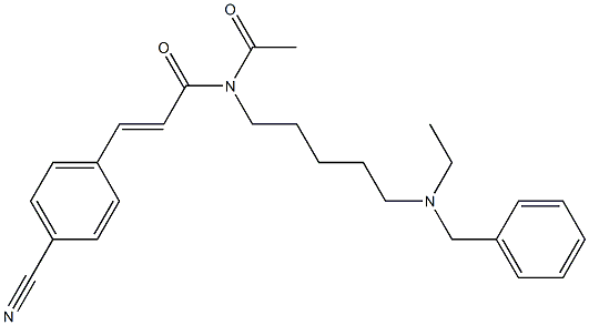 N-[5-(Ethylbenzylamino)pentyl]-N-acetyl-3-(4-cyanophenyl)acrylamide Struktur