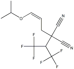 (Z)-2-Cyano-2-[1-(trifluoromethyl)-2,2,2-trifluoroethyl]-5-isopropoxy-4-pentenenitrile Struktur