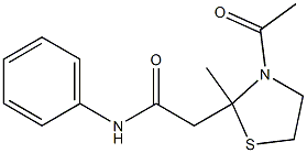 2-Methyl-2-(2-oxo-2-anilinoethyl)-3-acetyl-2-thiazoline Struktur