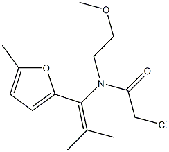 N-[1-(5-Methylfuran-2-yl)-2-methyl-1-propenyl]-N-[2-methoxyethyl]-2-chloroacetamide Struktur