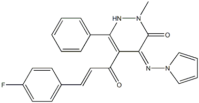 4-Pyrrolizino-5-[1-oxo-3-(4-fluorophenyl)-2-propenyl]-2-methyl-6-phenylpyridazin-3(2H)-one Struktur