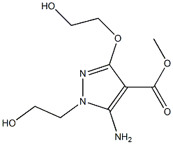 5-Amino-3-(2-hydroxyethoxy)-1-(2-hydroxyethyl)-1H-pyrazole-4-carboxylic acid methyl ester Struktur