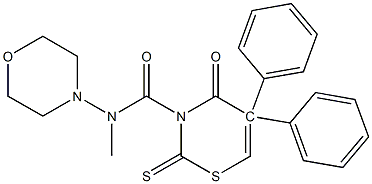 N-Morpholino-N-methyldihydro-4-oxo-5,5-diphenyl-2-thioxo-4H-1,3-thiazine-3(2H)-carboxamide Struktur