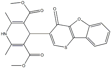 1,4-Dihydro-2,6-dimethyl-4-[4-oxo-4H-thiopyrano[3,2-b]benzofuran-3-yl]pyridine-3,5-dicarboxylic acid dimethyl ester Struktur