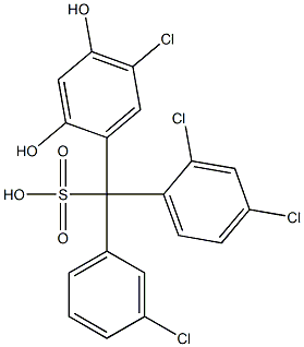 (3-Chlorophenyl)(2,4-dichlorophenyl)(5-chloro-2,4-dihydroxyphenyl)methanesulfonic acid Struktur