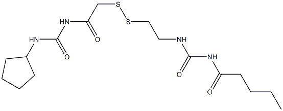 1-Pentanoyl-3-[2-[[(3-cyclopentylureido)carbonylmethyl]dithio]ethyl]urea Struktur