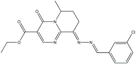 9-[2-(3-Chlorobenzylidene)hydrazono]-6-methyl-6,7,8,9-tetrahydro-4-oxo-4H-pyrido[1,2-a]pyrimidine-3-carboxylic acid ethyl ester Struktur