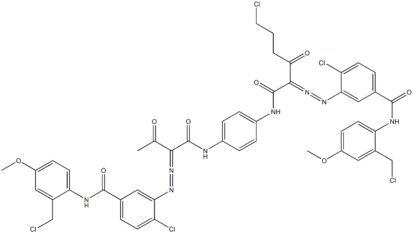 3,3'-[2-(2-Chloroethyl)-1,4-phenylenebis[iminocarbonyl(acetylmethylene)azo]]bis[N-[2-(chloromethyl)-4-methoxyphenyl]-4-chlorobenzamide] Struktur