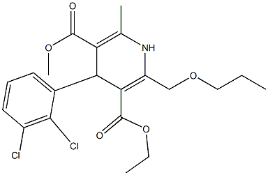 2-Propyloxymethyl-4-(2,3-dichlorophenyl)-1,4-dihydro-6-methylpyridine-3,5-dicarboxylic acid 3-ethyl 5-methyl ester Struktur