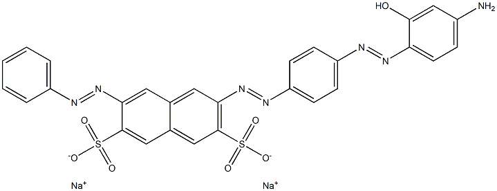 2-[[4-[(4-Amino-2-hydroxyphenyl)azo]phenyl]azo]-7-(phenylazo)-3,6-naphthalenedisulfonic acid disodium salt Struktur