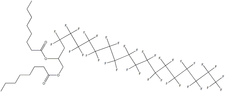 Dioctanoic acid 4,4,5,5,6,6,7,7,8,8,9,9,10,10,11,11,12,12,13,13,14,14,15,15,16,16,17,17,18,18,19,19,20,20,20-pentatriacontafluoro-1,2-icosanediyl ester Struktur