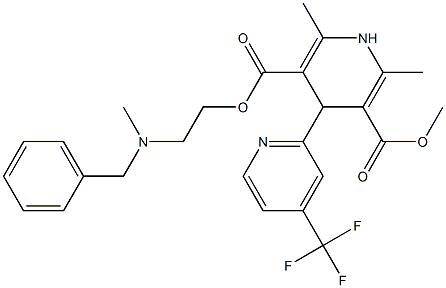 4-[4-(Trifluoromethyl)pyridin-2-yl]-1,4-dihydro-2,6-dimethylpyridine-3,5-dicarboxylic acid 3-methyl 5-[2-(N-methyl-N-benzylamino)ethyl] ester Struktur