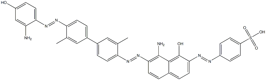 4-[8-Amino-7-[4'-(2-amino-4-hydroxyphenylazo)-3,3'-dimethylbiphenyl-4-ylazo]-1-hydroxy-2-naphtylazo]-1-benzenesulfonic acid Struktur