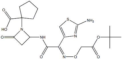 1-[2-Oxo-4-[2-[[(tert-butoxycarbonyl)methoxy]imino]-2-(2-aminothiazol-4-yl)acetylamino]azetidin-1-yl]cyclopentane-1-carboxylic acid Struktur