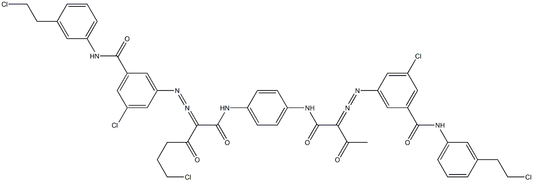 3,3'-[2-(2-Chloroethyl)-1,4-phenylenebis[iminocarbonyl(acetylmethylene)azo]]bis[N-[3-(2-chloroethyl)phenyl]-5-chlorobenzamide] Struktur