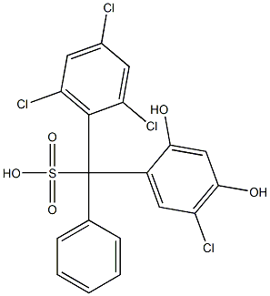 (5-Chloro-2,4-dihydroxyphenyl)(2,4,6-trichlorophenyl)phenylmethanesulfonic acid Struktur