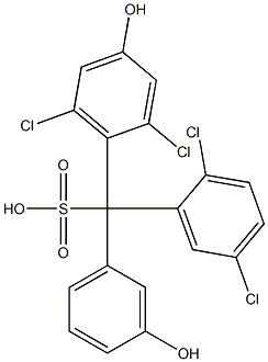 (2,5-Dichlorophenyl)(2,6-dichloro-4-hydroxyphenyl)(3-hydroxyphenyl)methanesulfonic acid Struktur